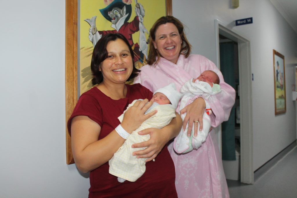 HAPPY MUMS: Rosa Berrios with Clara Salazar and Kirsten Ellis with Katie Traplin will spend their first Mother's Day together. 